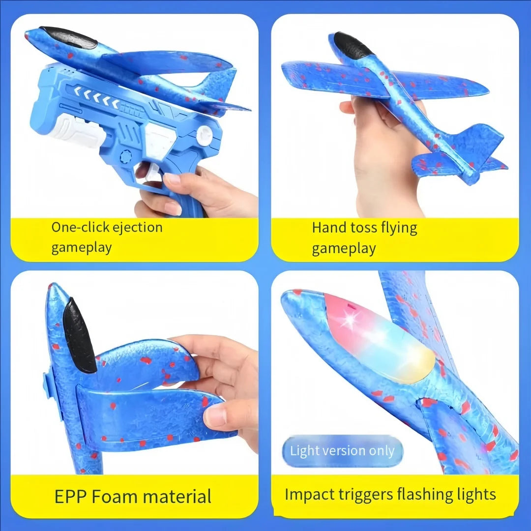 Foam Airplane Launcher Toy – Handheld Plane Blaster with Light-Up Options