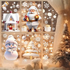 Christmas Window Cling Decorations – Santa, Snowman & Snowflakes Set