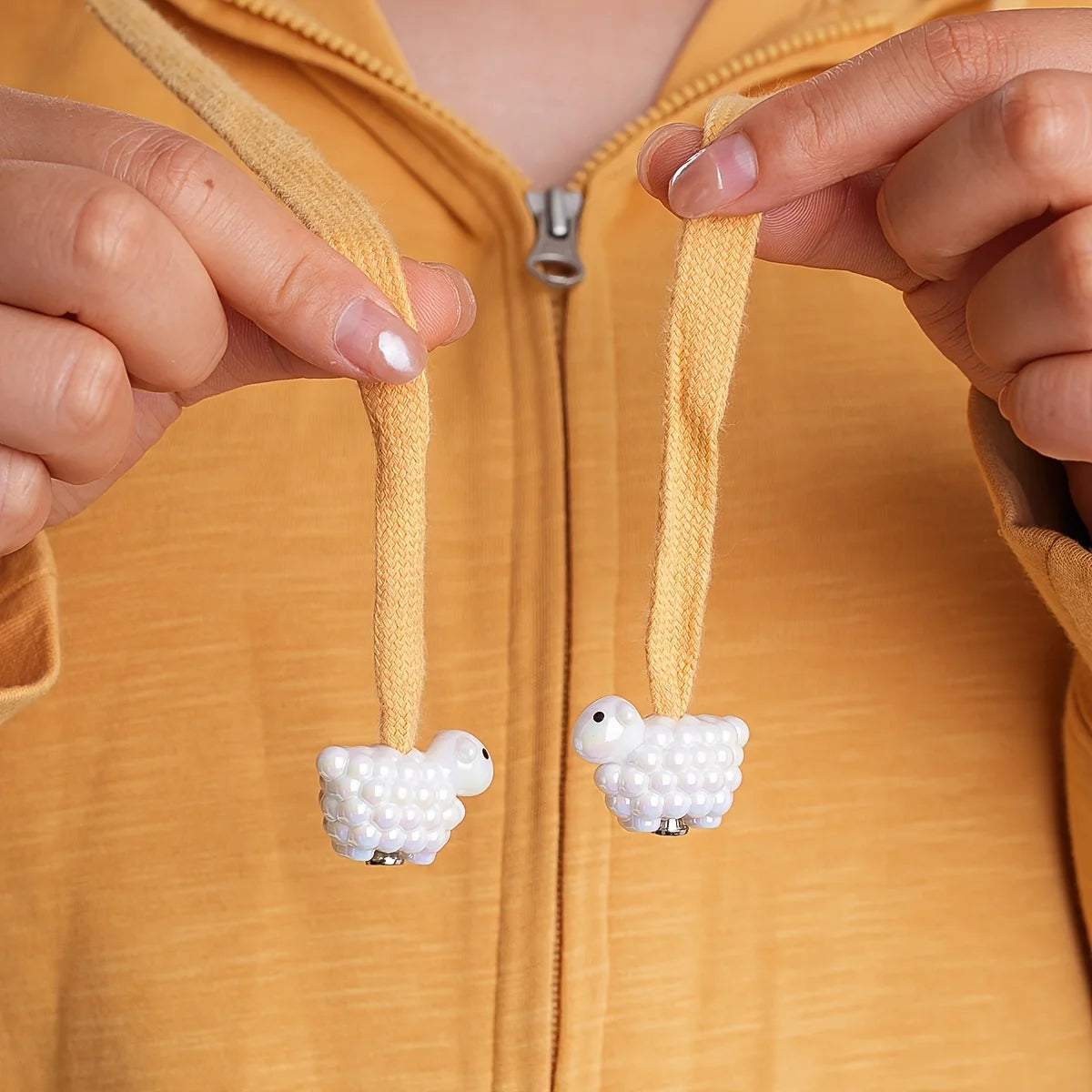 Cute Lamb Hoodie Drawstring Charms – 2-Piece Sheep Accessories