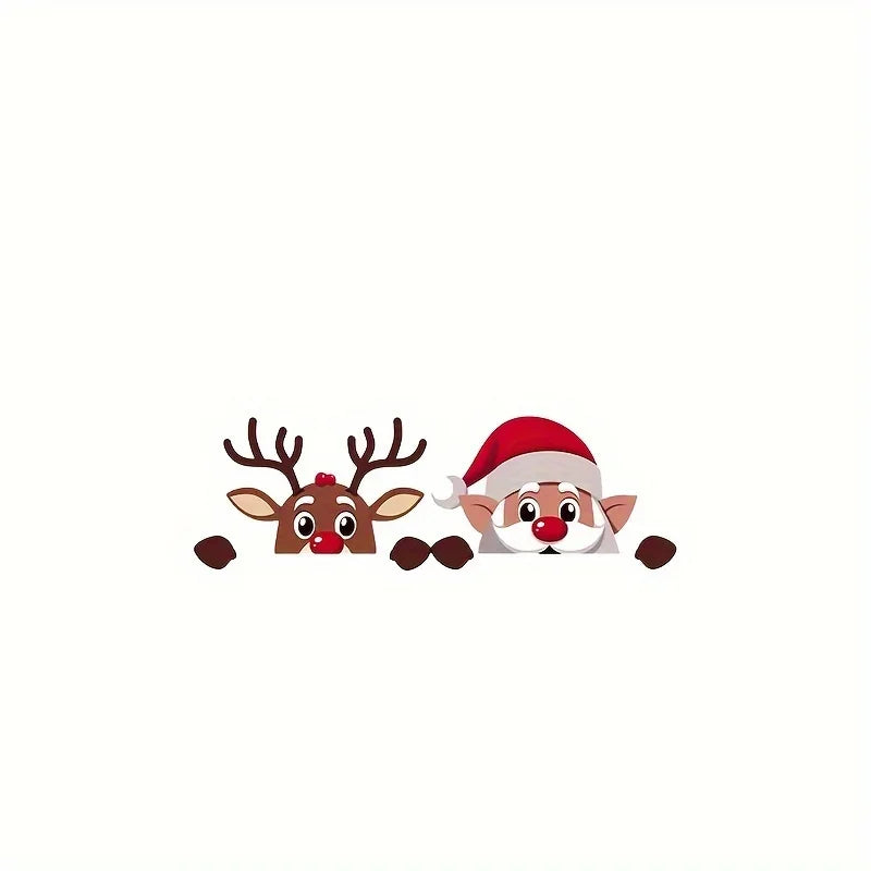 Peeking Santa & Reindeer Christmas Car Window Decals – 1 or 2 Pack