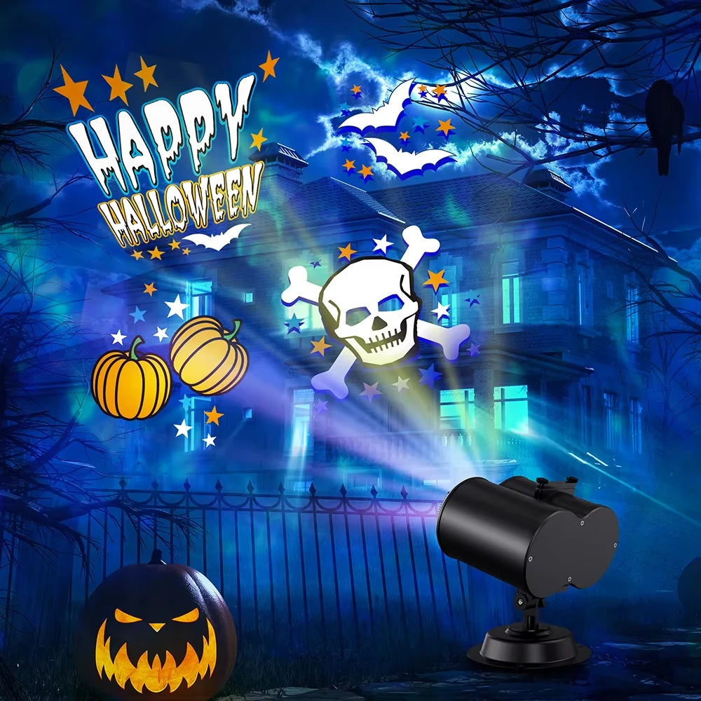 2-in-1 Halloween & Christmas Outdoor Projector Light – Moving Holiday Patterns 🎃🎄