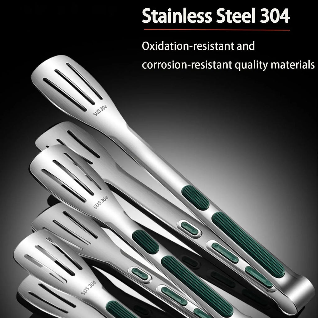7/9/11Inch  Anti-Slip 304Stainless Steel Kitchen Food Tongs Bread Seng Clip Barbecue Cooking Accessories