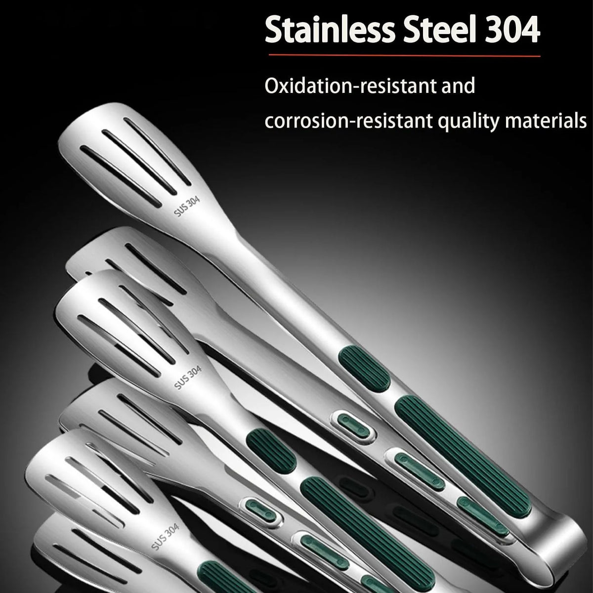 7/9/11Inch  Anti-Slip 304Stainless Steel Kitchen Food Tongs Bread Seng Clip Barbecue Cooking Accessories