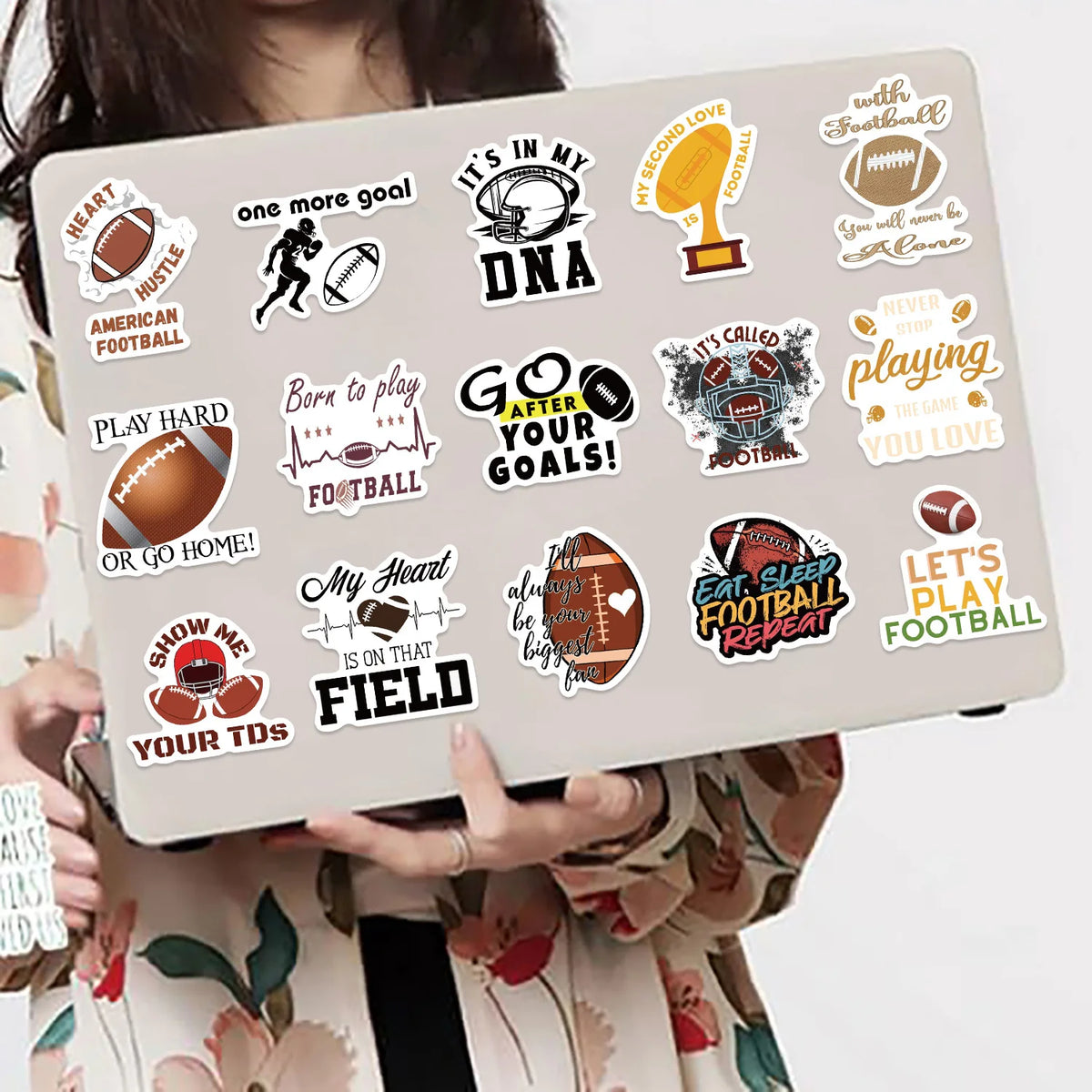50-Piece Football Sticker Pack – Waterproof Vinyl Decals for Water Bottles, Laptops & More