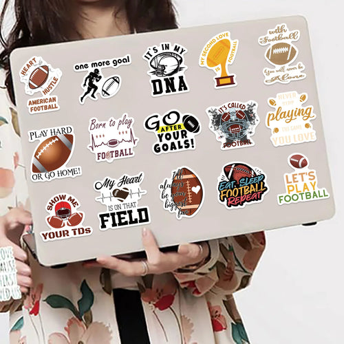 50-Piece Football Sticker Pack – Waterproof Vinyl Decals for Water Bottles, Laptops & More