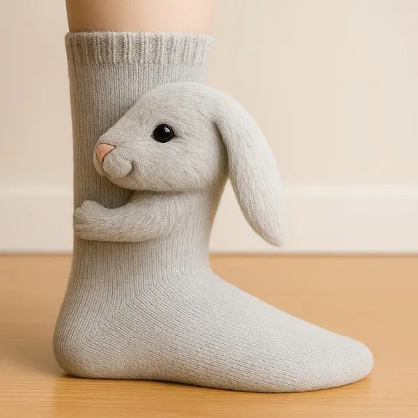 3D Animal Hug Socks – Cozy Fleece Critter Socks 🐾