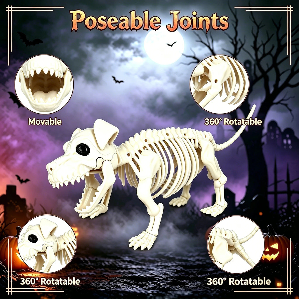 36" Posable Cowboy Skeleton & Dog Halloween Yard Decor 💀🐶🤠