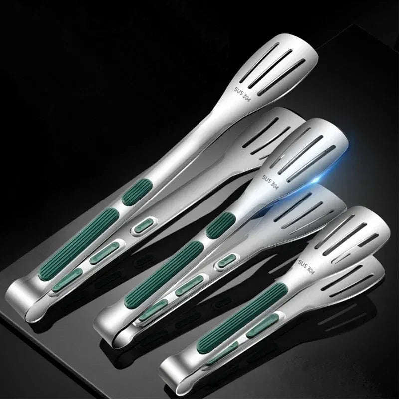 7/9/11Inch  Anti-Slip 304Stainless Steel Kitchen Food Tongs Bread Seng Clip Barbecue Cooking Accessories