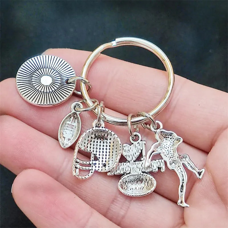 Football Never Give Up Keychain – Inspirational Football Charm