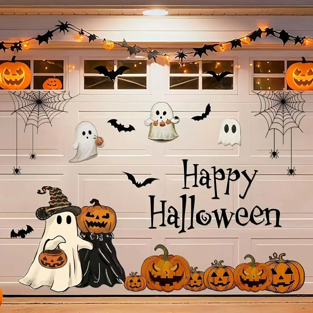 Halloween Garage Door Decoration Set – Ghosts, Pumpkins & Spooky Decals