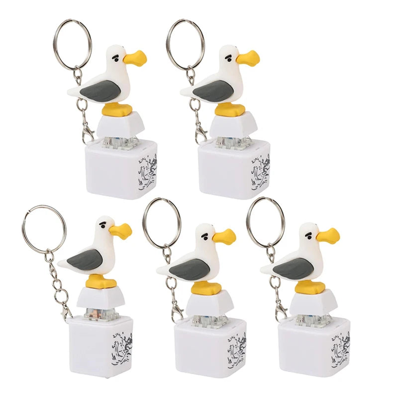 Screaming Seagull & Duck Keychain – Funny Light-Up Sound Gadget