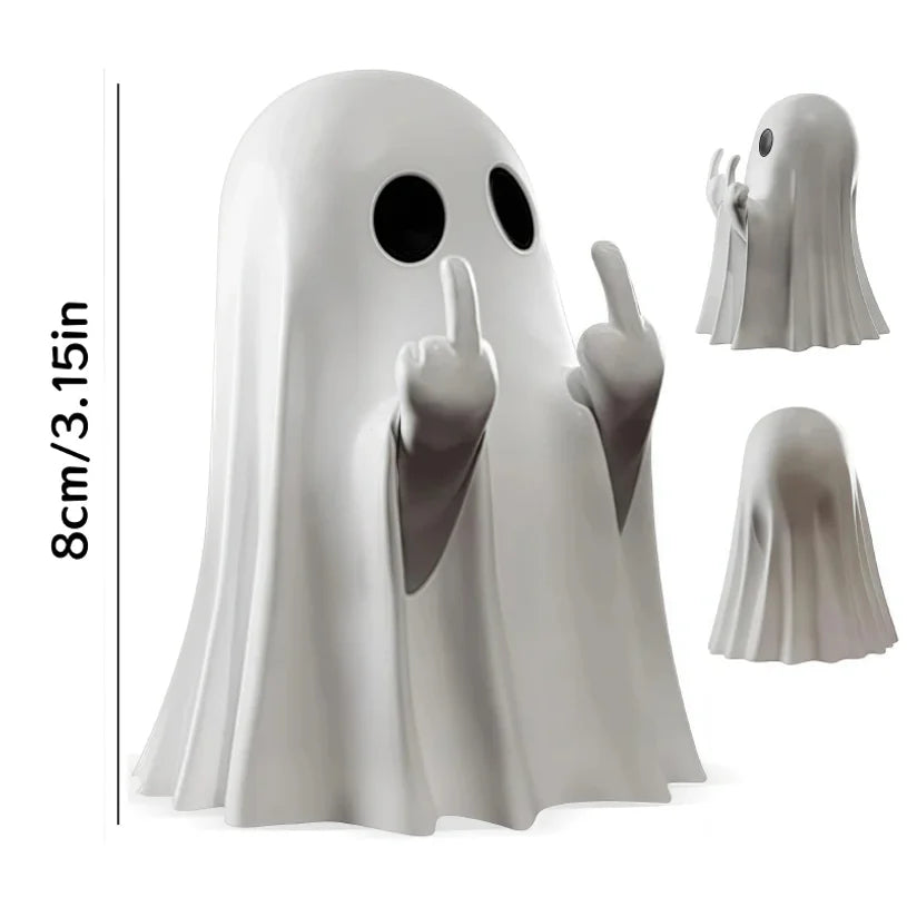 Middle Finger Ghost Statue – Funny Halloween Desk & Home Decor