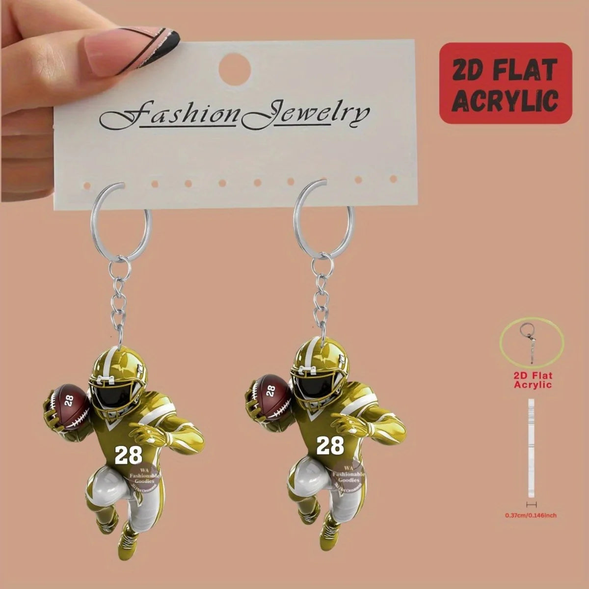Football Player Keychain – American Football Acrylic Sports Charm