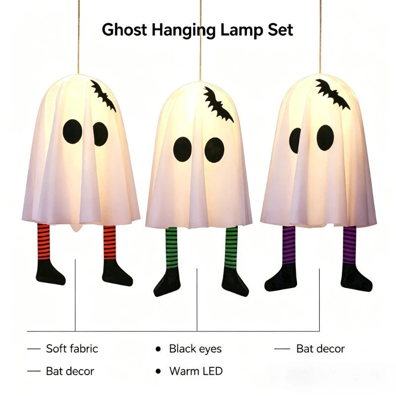 👻 Glowing Hanging Ghost with Fairy Lights – 20" Halloween Decoration
