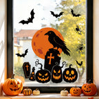 2-Piece Halloween Window Cling Set – Ghosts, Pumpkins & Bats