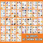 Glow-in-the-Dark Halloween Temporary Tattoos – 36 Sheets, 55 Designs