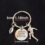 Football Never Give Up Keychain – Inspirational Football Charm