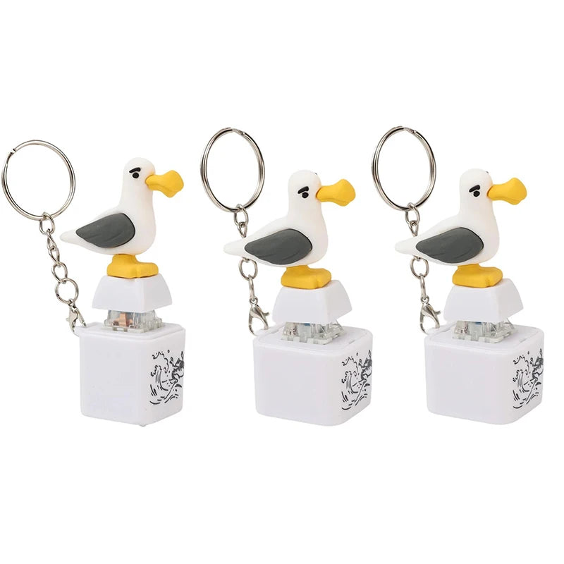 Screaming Seagull & Duck Keychain – Funny Light-Up Sound Gadget