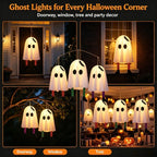 👻 Glowing Hanging Ghost with Fairy Lights – 20" Halloween Decoration
