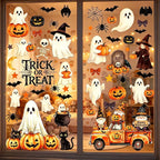 6-Sheet Halloween Window Cling Set – Ghosts, Pumpkins & Trick-or-Treat Decor