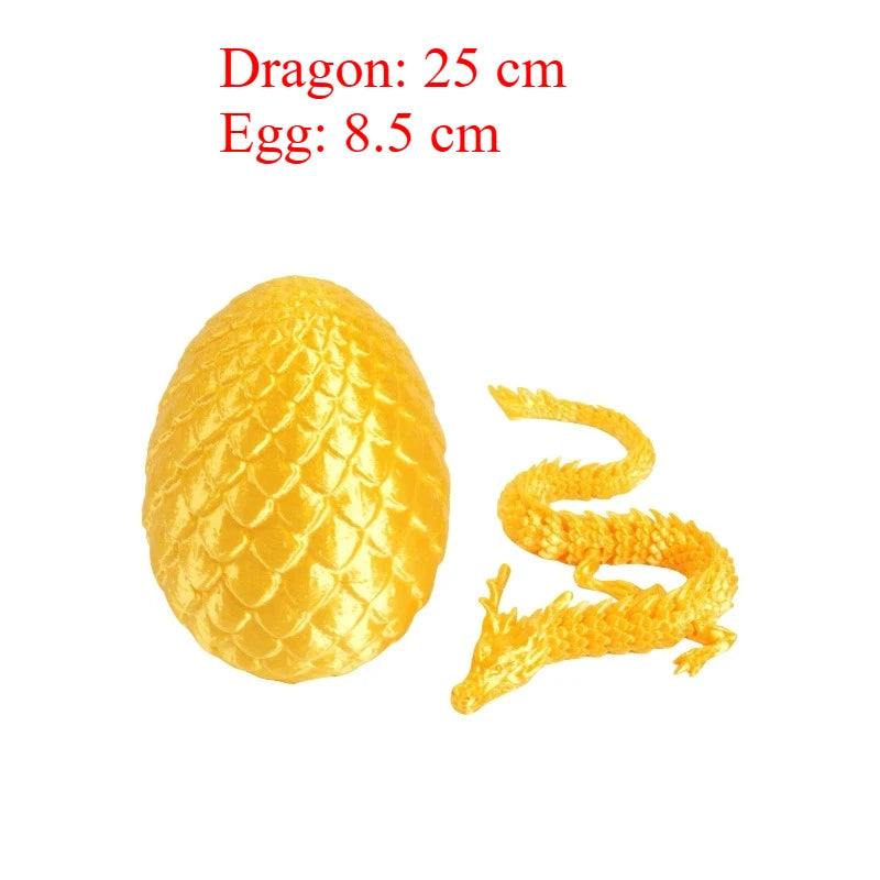 3D Printed Dragon Egg with Articulated Dragon – Flexible Fantasy Figurine & Fidget Toy