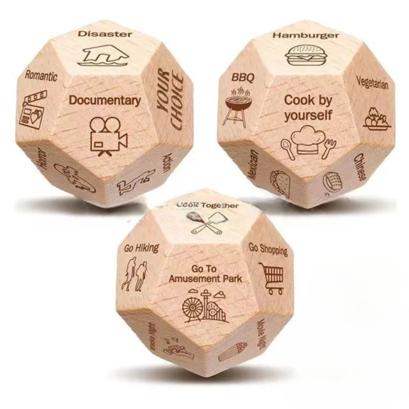Decision Dice – Funny Wooden Dice for Couples, Date Nights & Indecisive People
