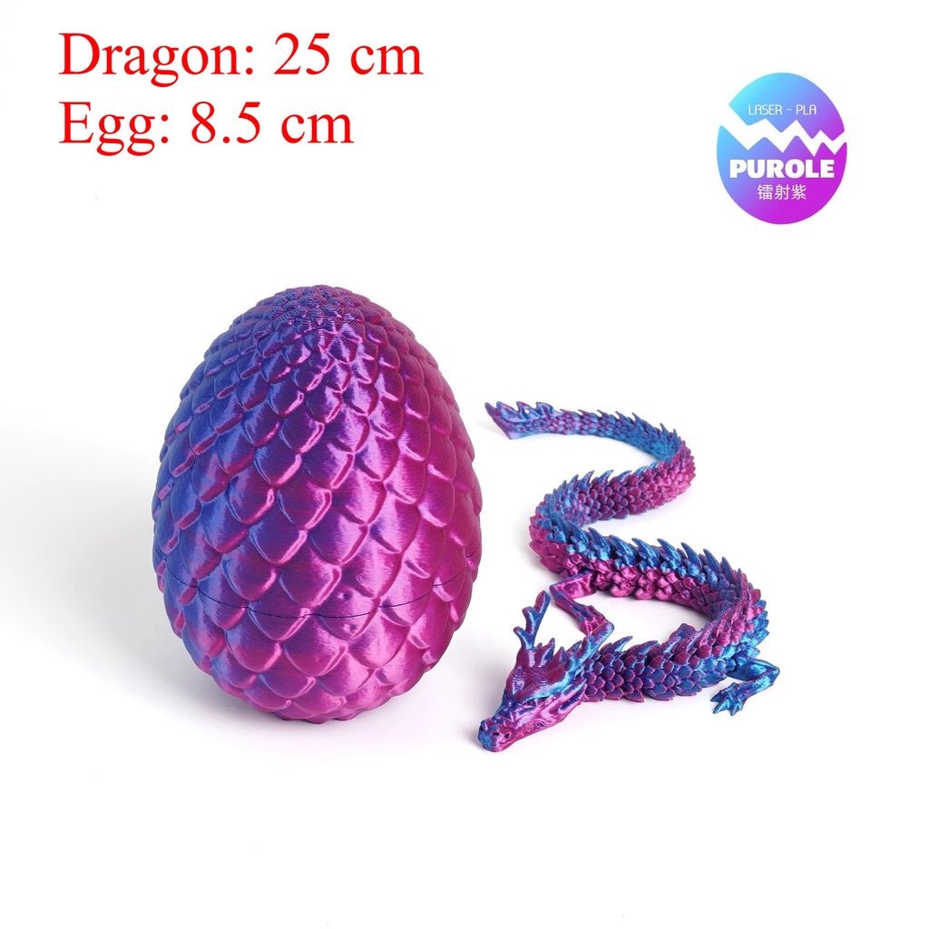 3D Printed Dragon Egg with Articulated Dragon – Flexible Fantasy Figurine & Fidget Toy