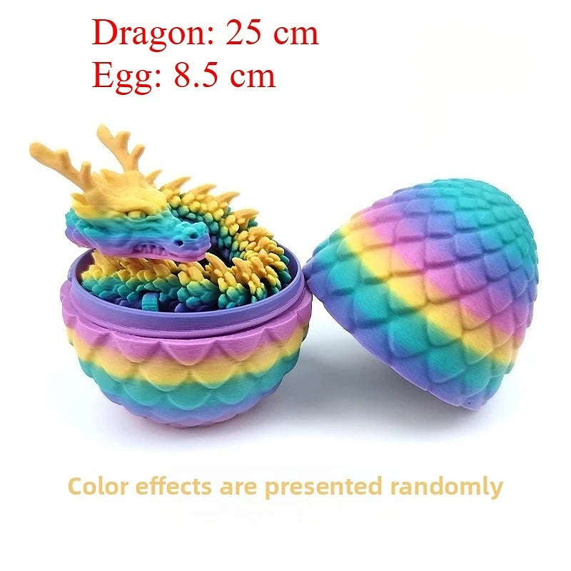 3D Printed Dragon Egg with Articulated Dragon – Flexible Fantasy Figurine & Fidget Toy