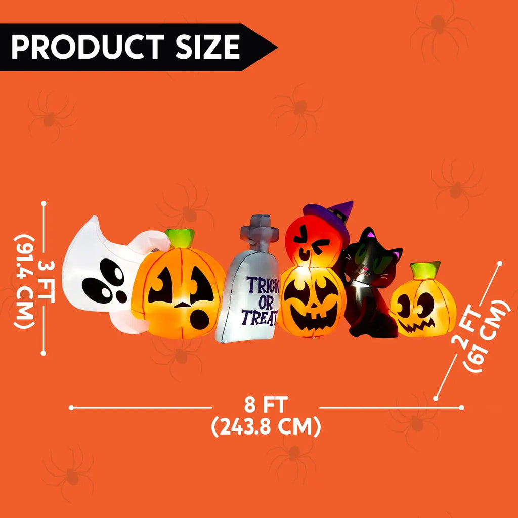 8-Foot Light-Up Halloween Pumpkin & Ghost Yard Inflatable 🎃👻