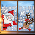 Christmas Window Clings – Santa, Reindeer & Snowflake Decorations (2-Piece Set)