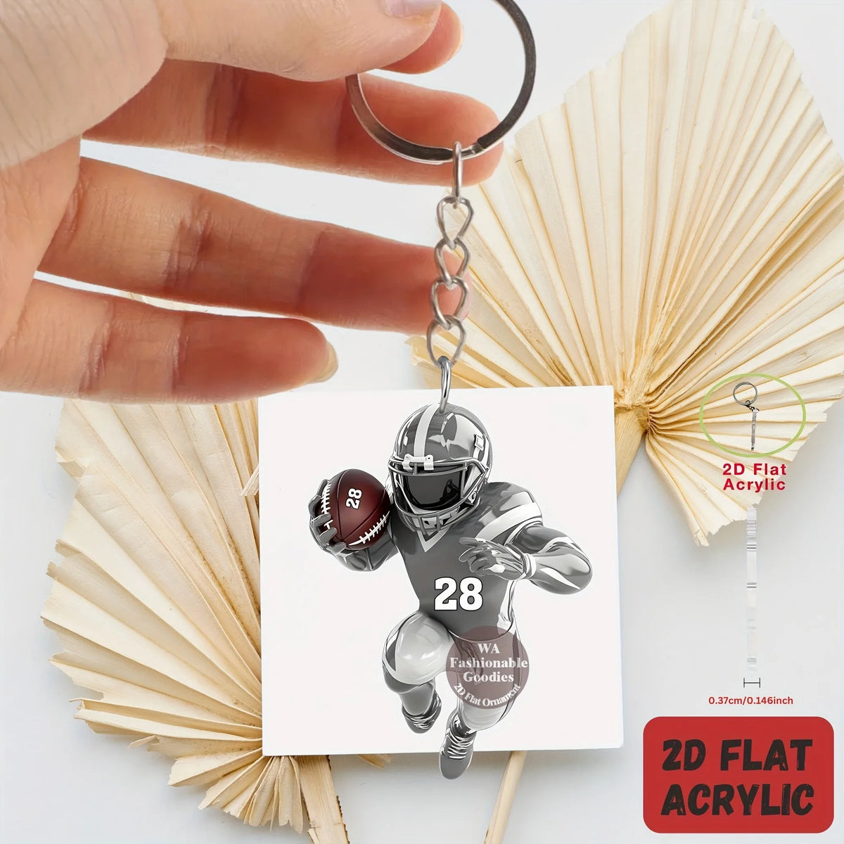 Football Player Keychain – American Football Acrylic Sports Charm