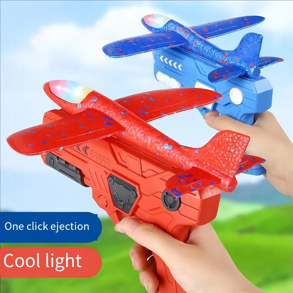 Foam Airplane Launcher Toy – Handheld Plane Blaster with Light-Up Options