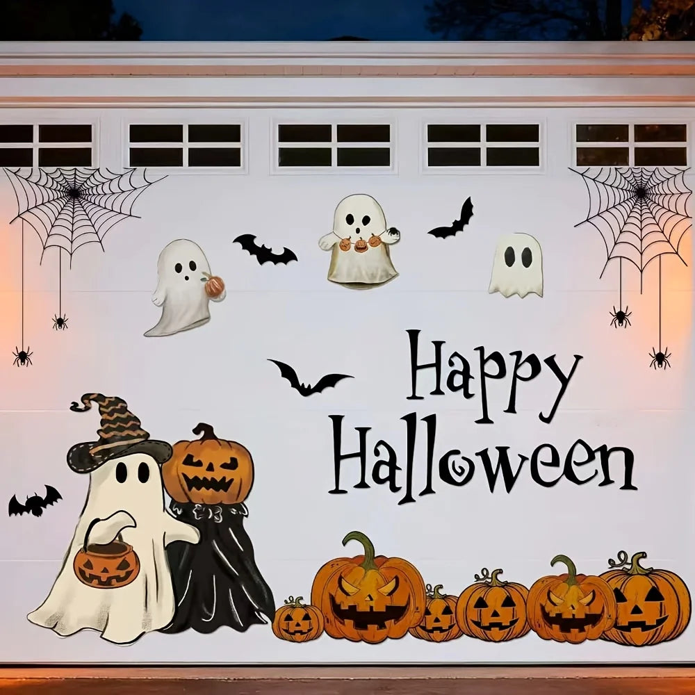 Halloween Garage Door Decoration Set – Ghosts, Pumpkins & Spooky Decals