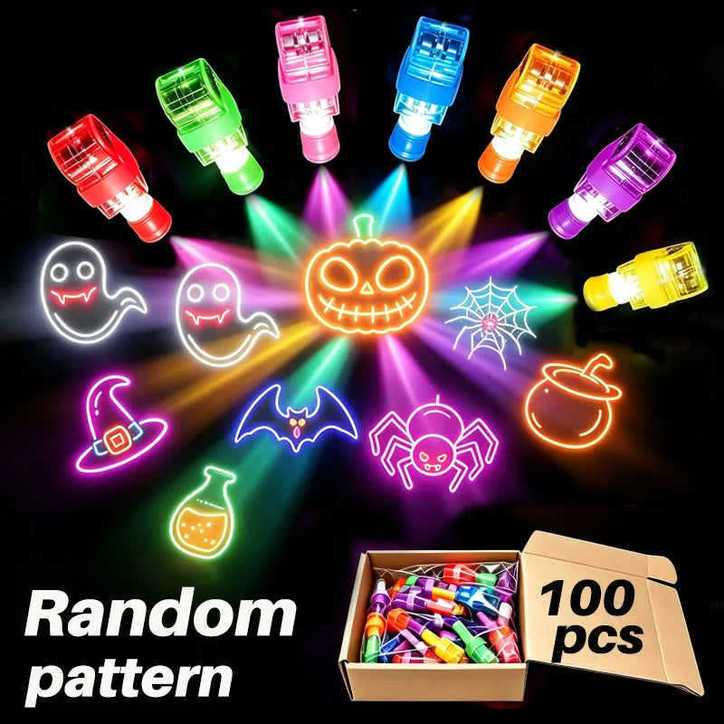 Halloween LED Finger Projector Lights – 40 or 100 Pack