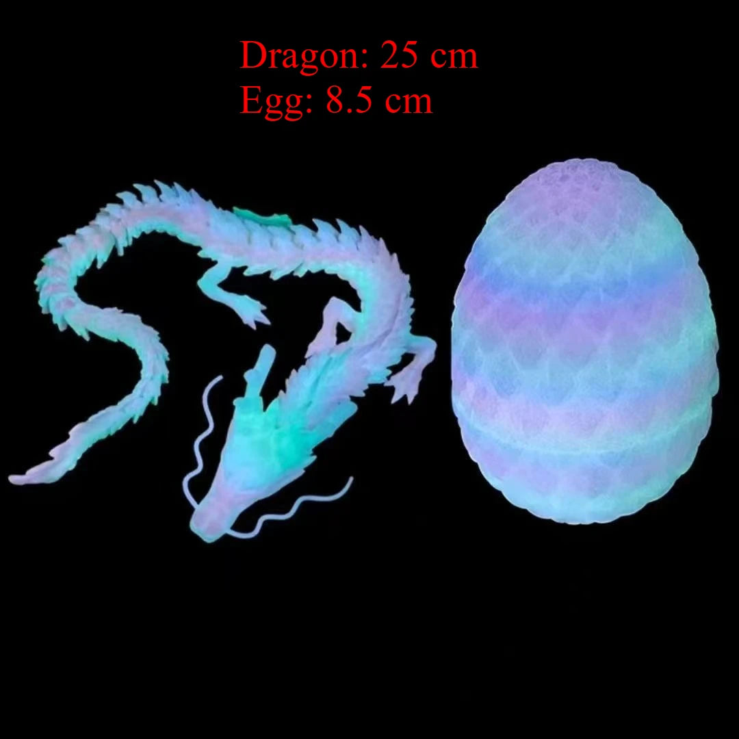 3D Printed Dragon Egg with Articulated Dragon – Flexible Fantasy Figurine & Fidget Toy