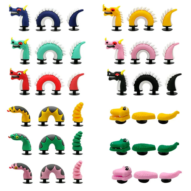 3D Dragon & Crocodile Shoe Charms – Funny Crawling Creature Clog Decorations