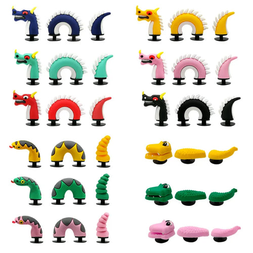 3D Dragon & Crocodile Shoe Charms – Funny Crawling Creature Clog Decorations