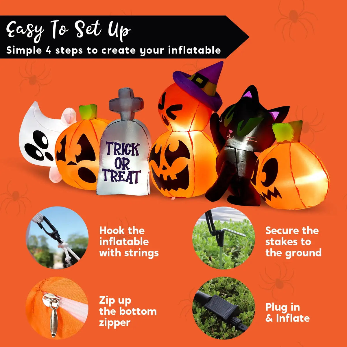 8-Foot Light-Up Halloween Pumpkin & Ghost Yard Inflatable 🎃👻
