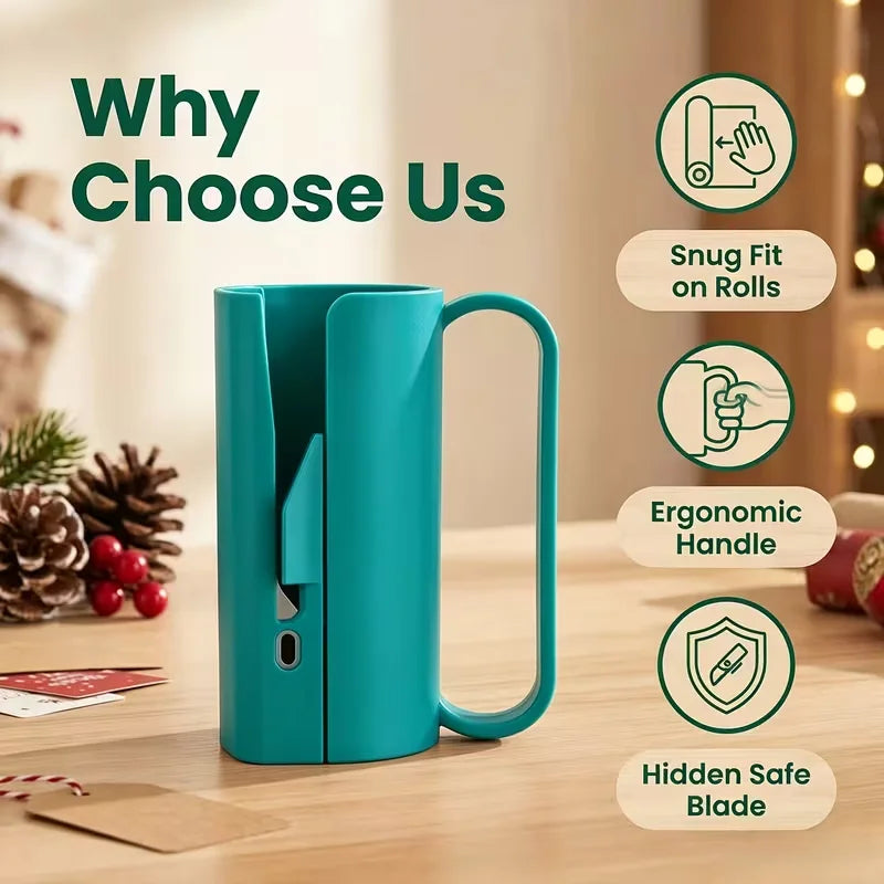 Christmas Wrapping Paper Cutter with Handle – Easy-Slide Gift Wrap Tool