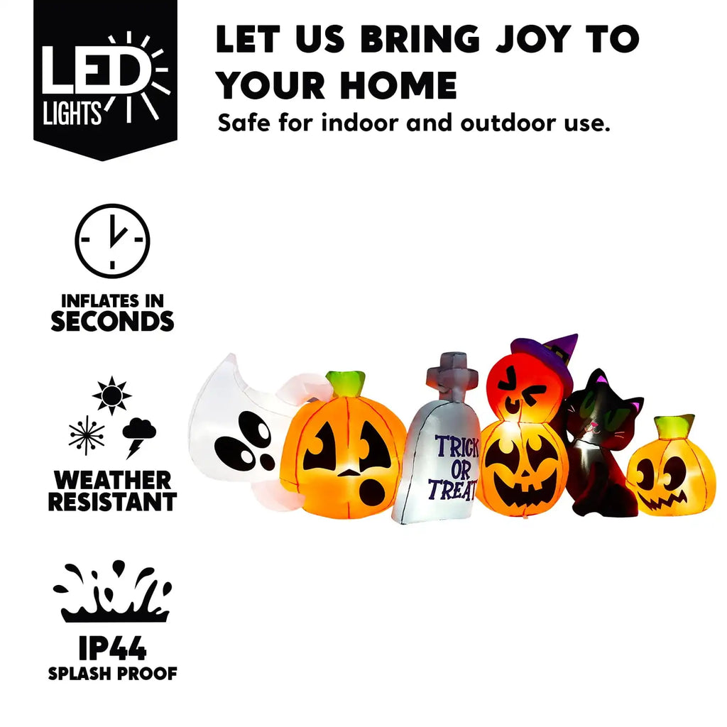 8-Foot Light-Up Halloween Pumpkin & Ghost Yard Inflatable 🎃👻