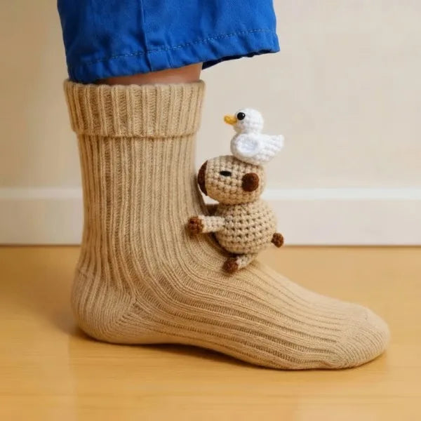 3D Animal Hug Socks – Cozy Fleece Critter Socks 🐾