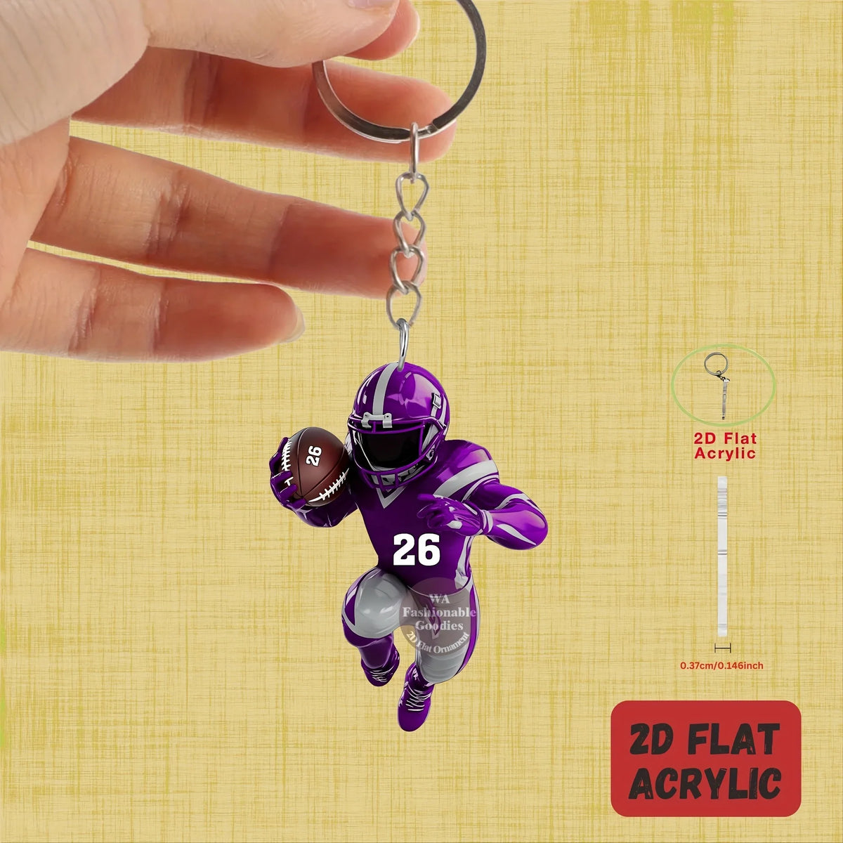 Football Player Keychain – American Football Acrylic Sports Charm