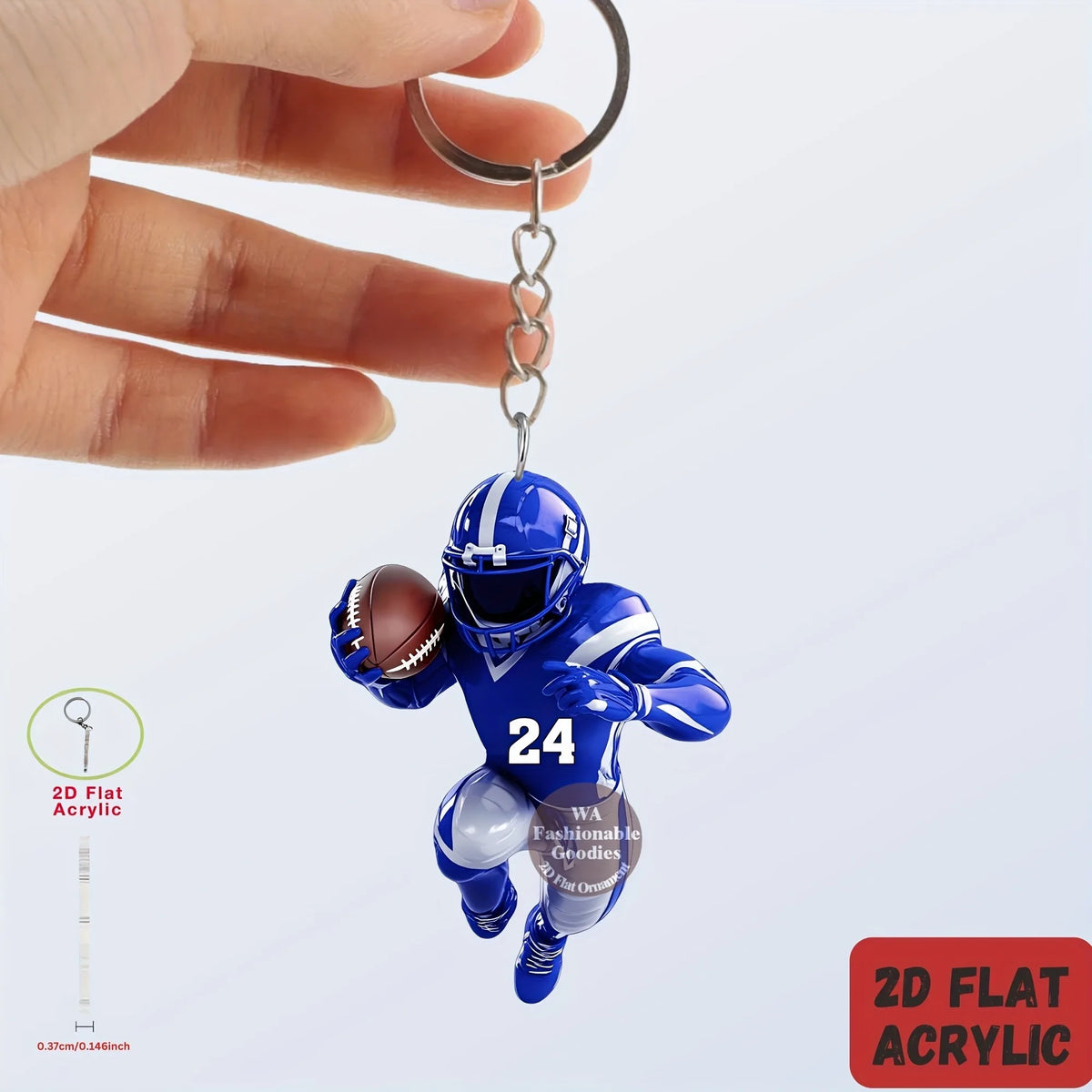 Football Player Keychain – American Football Acrylic Sports Charm