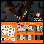 Glow-in-the-Dark Halloween Temporary Tattoos – 36 Sheets, 55 Designs