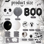 Black & White Halloween Balloon Arch Garland Kit – Ghost, Skeleton & BOO Party Decorations