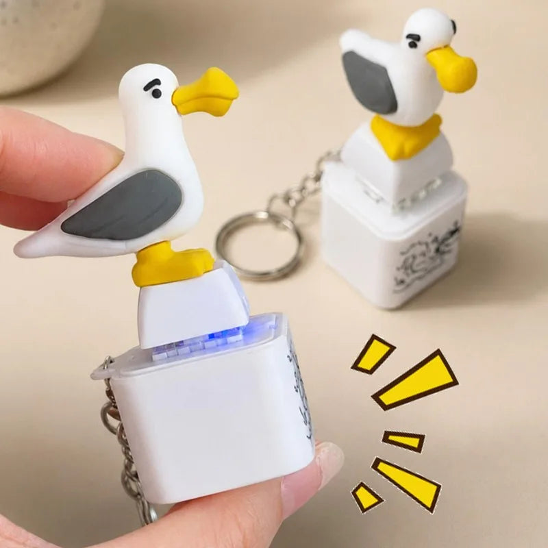 Screaming Seagull & Duck Keychain – Funny Light-Up Sound Gadget