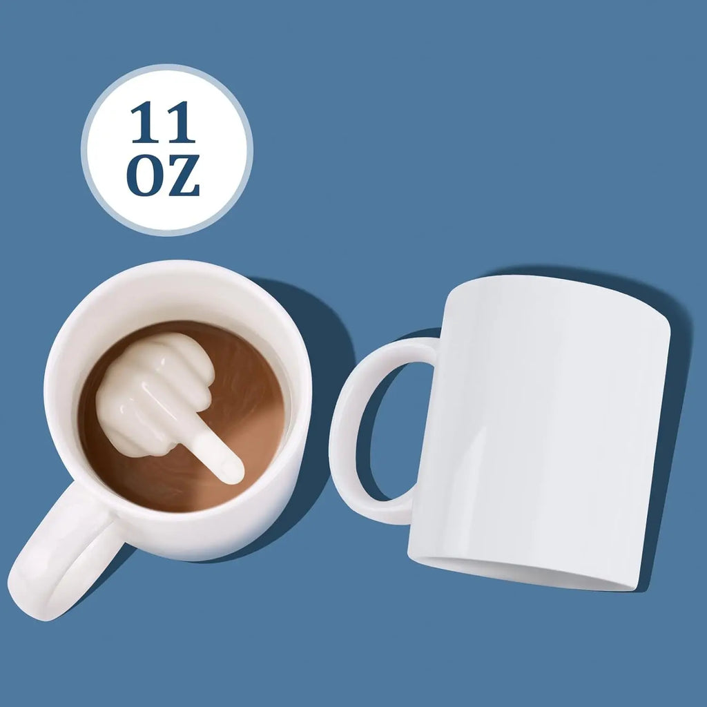 Middle Finger Coffee Mug – Funny Hidden Surprise Ceramic Cup (11 oz)