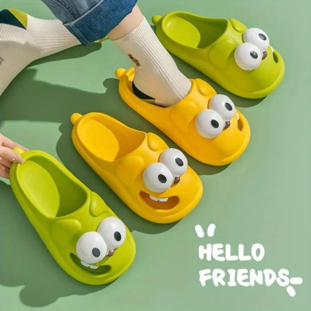Funny Big-Eyed Monster Slippers – Cartoon Slip-On House Shoes