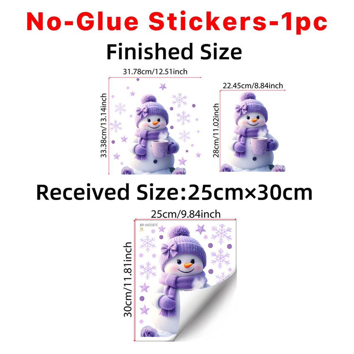 Purple Snowman Christmas Window Cling – Snowflakes & Winter Magic