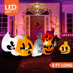 8-Foot Light-Up Halloween Pumpkin & Ghost Yard Inflatable 🎃👻